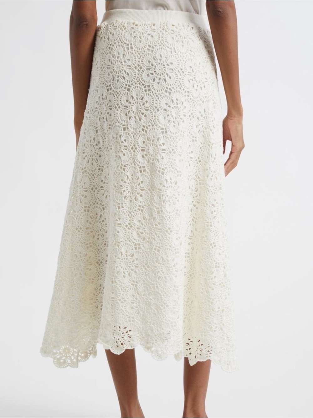 FARM Rio Cream Crochet Midi Skirt - Picture 3 of 5